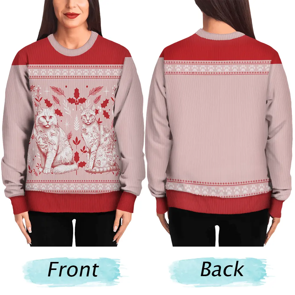 Chinoiserie Toile De Jouy Cat - Personalized Unisex Ugly Sweater - Image 5