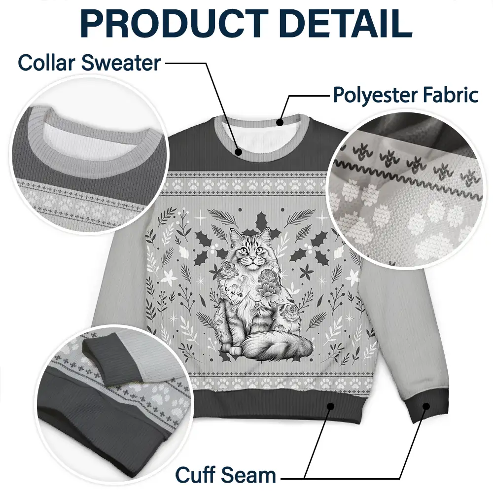 Chinoiserie Toile De Jouy Cat - Personalized Unisex Ugly Sweater - Image 6