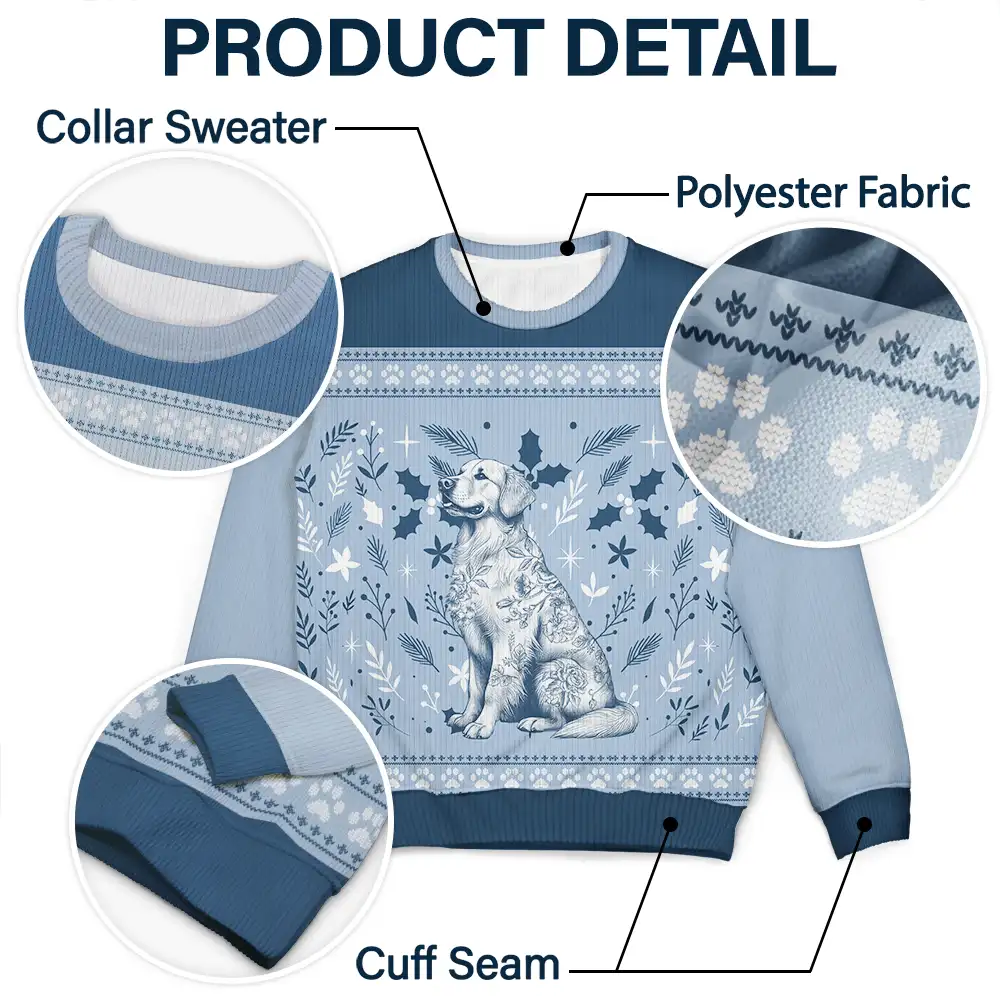 Chinoiserie Toile De Jouy Dog - Personalized Unisex Ugly Sweater - Image 5