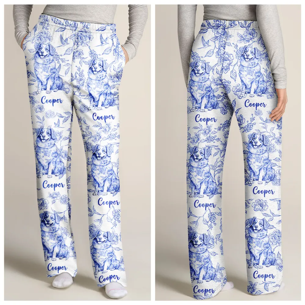 Chinoiserie Toile Dog Cat - Personalized Pajama Pants - Image 3