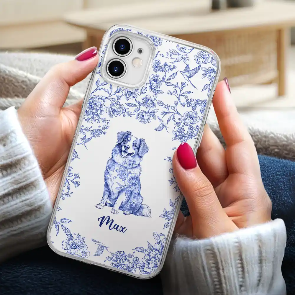 Chinoiserie Toile Dog - Personalized Clear Phone Case - Image 3