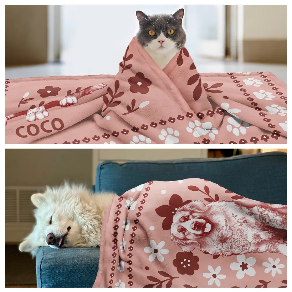 Chinoiserie Toile Dog - Personalized Pet Blanket - Image 4