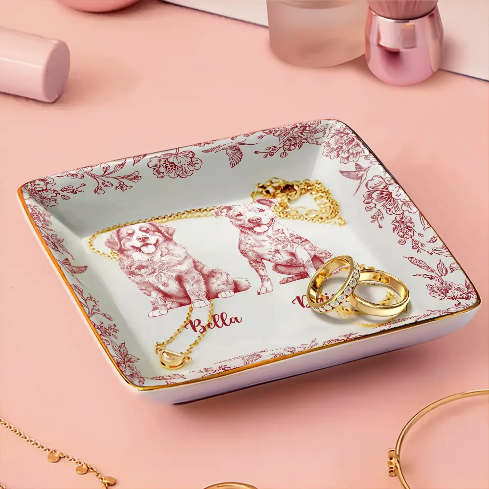 Chinoiserie Toile Dog - Personalized Ring Dish - Image 3