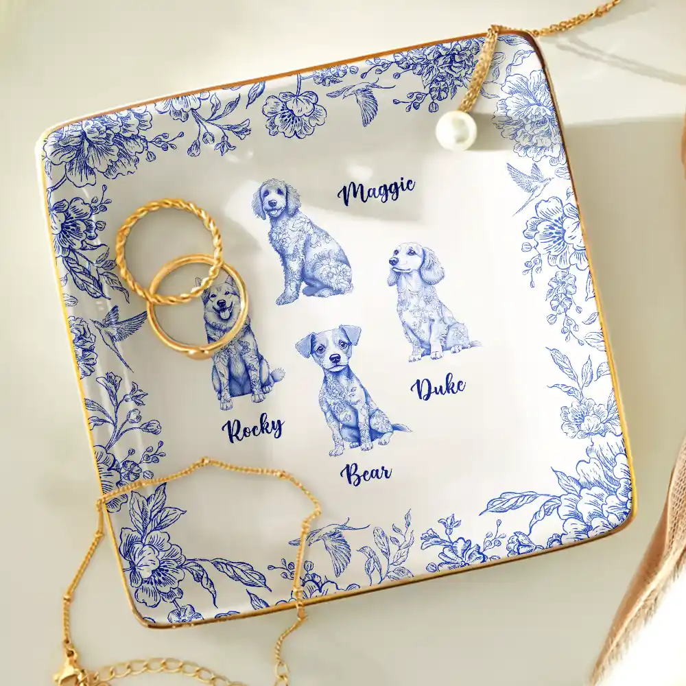 Chinoiserie Toile Dog - Personalized Ring Dish - Image 4