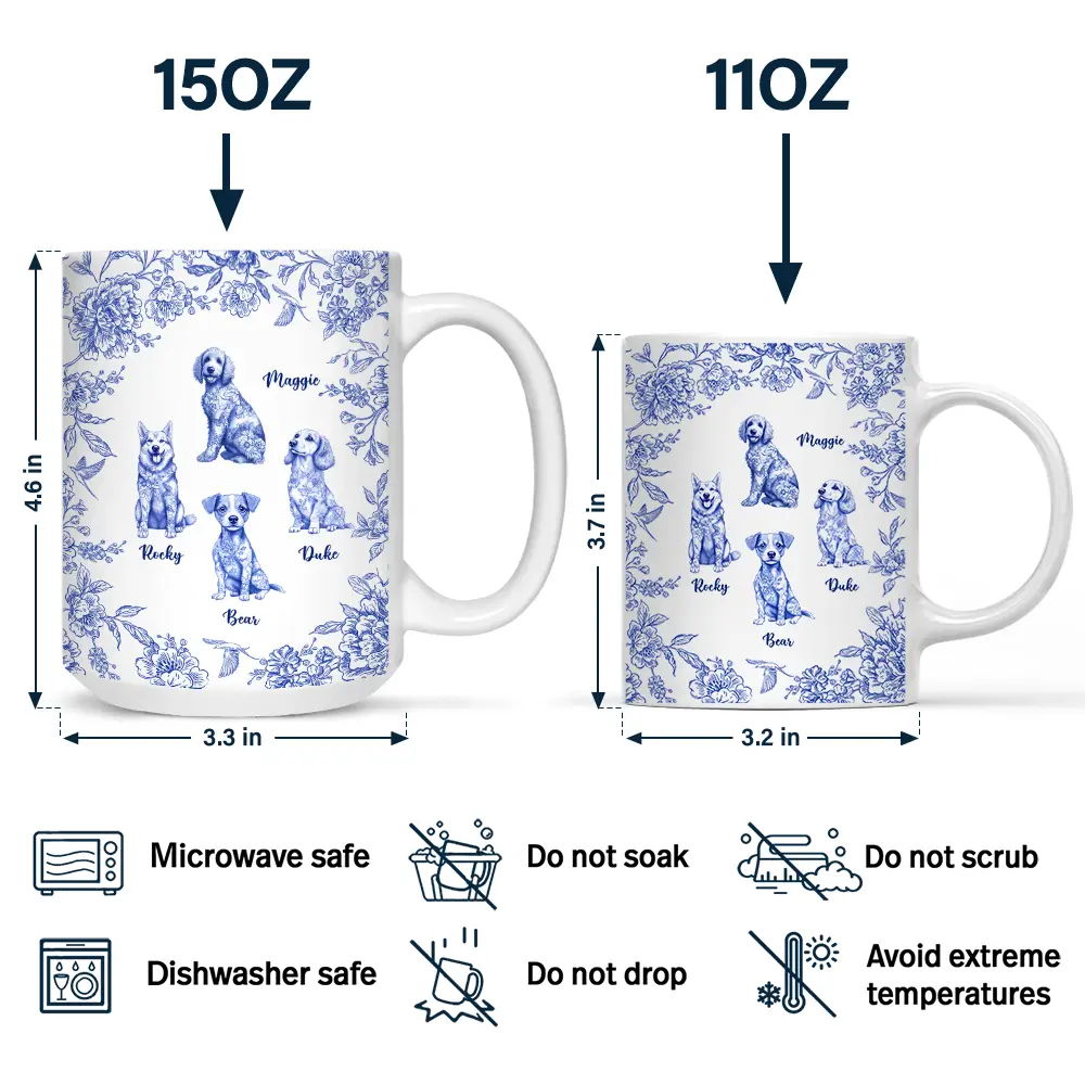 Chinoiserie Toile Dog - Personalized White Edge-to-Edge Mug - Image 4