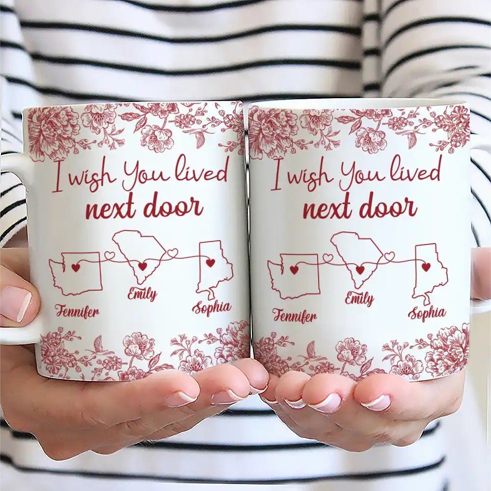 Chinoiserie Toile I Wish We Lived Closer - Personalized Mug - Image 2