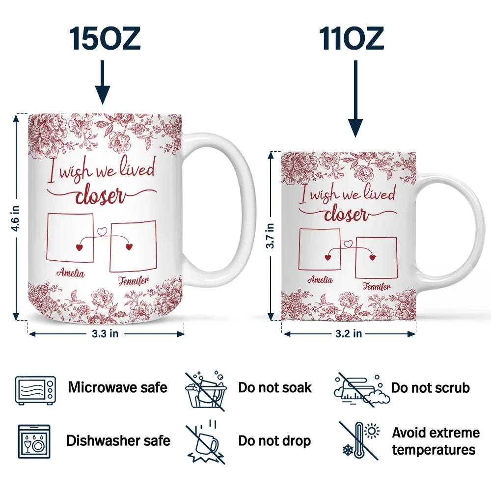 Chinoiserie Toile I Wish We Lived Closer - Personalized Mug - Image 4