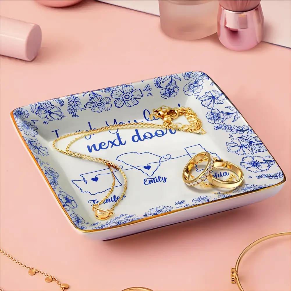 Chinoiserie Toile I Wish We Lived Closer - Personalized Ring Dish - Image 3