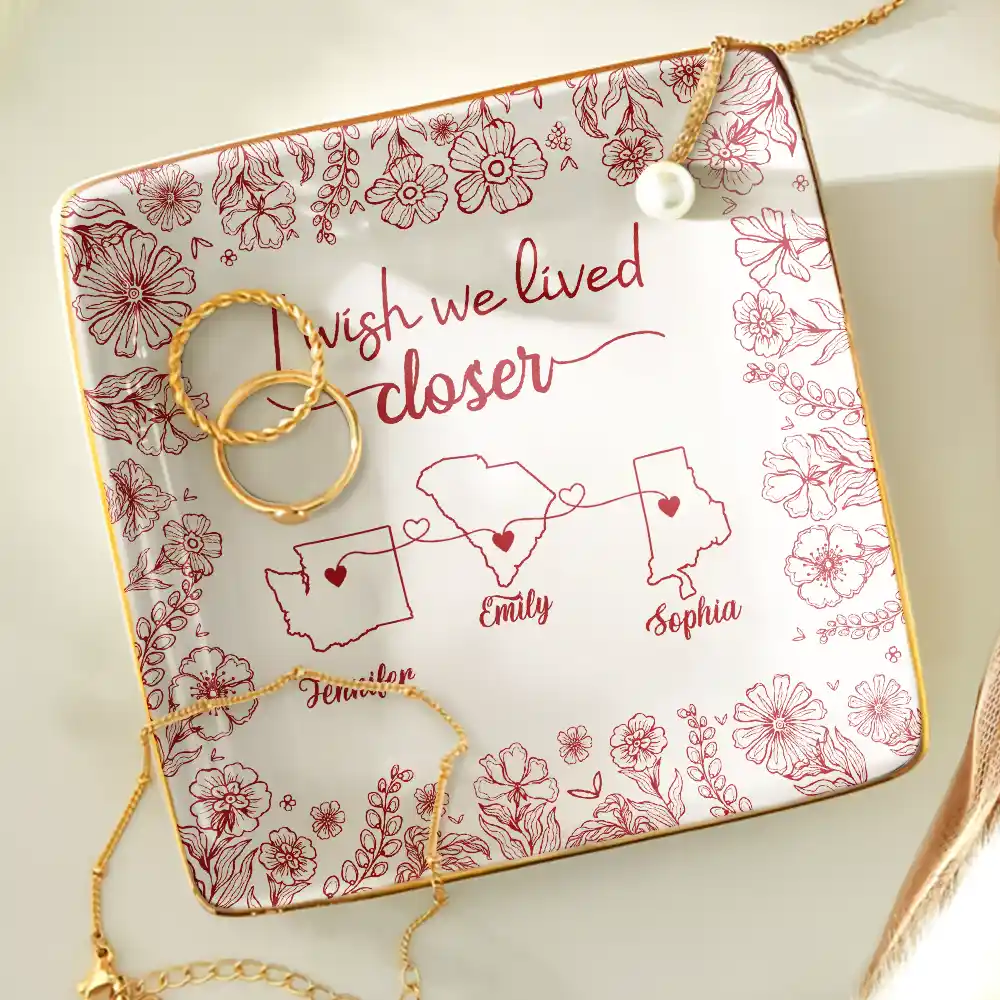 Chinoiserie Toile I Wish We Lived Closer - Personalized Ring Dish - Image 4