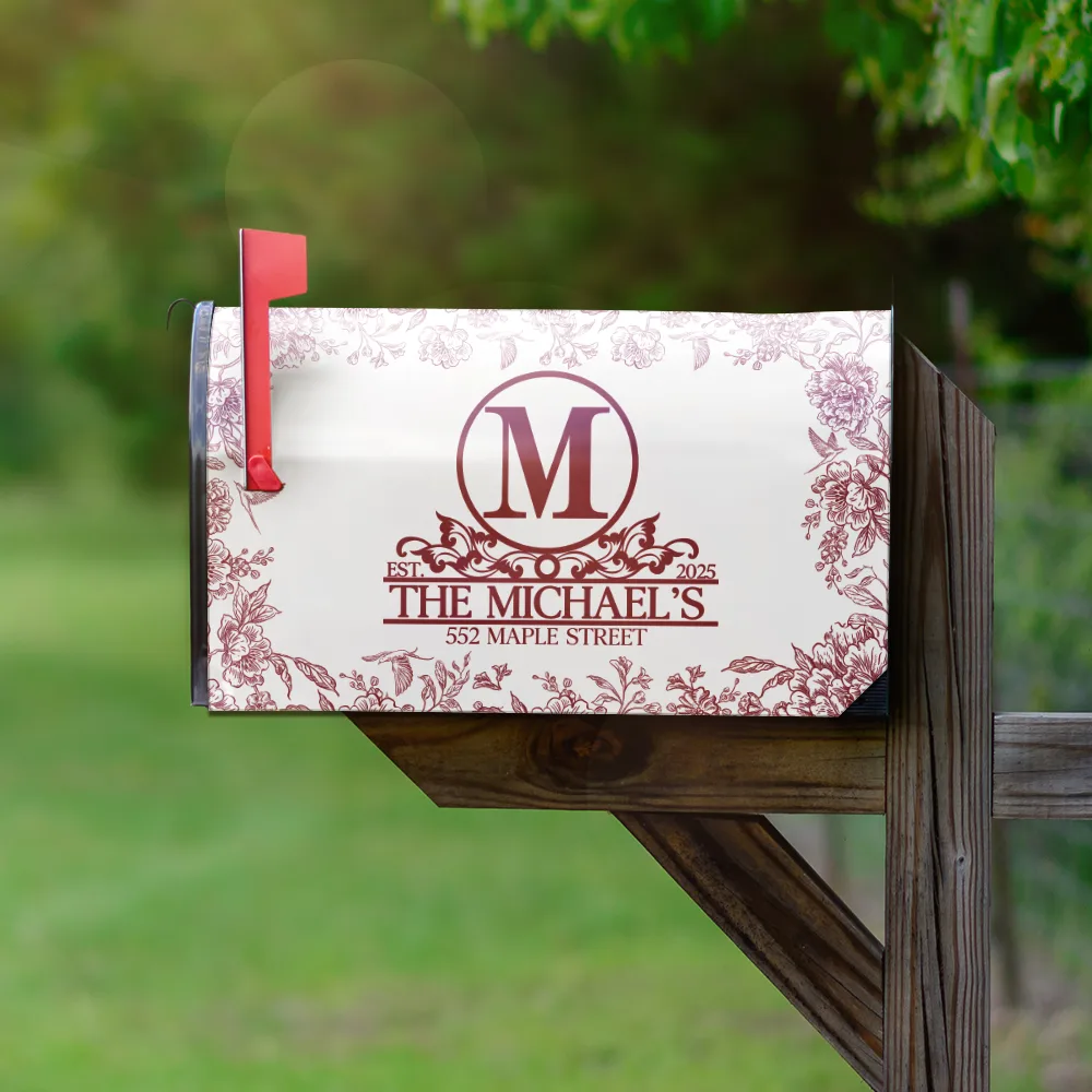 Chinoiserie Toile Monogram And Family Name - Personalized Mailbox Cover - Image 2