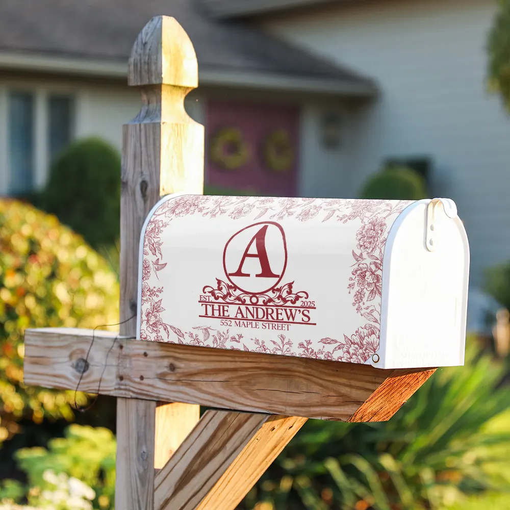 Chinoiserie Toile Monogram And Family Name - Personalized Mailbox Cover - Image 3