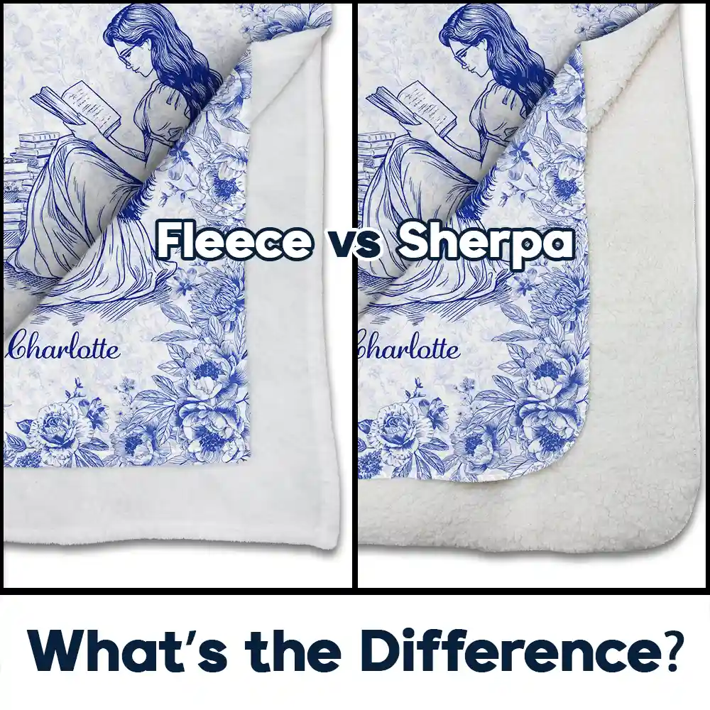 Chinoiserie Toile My Book Reading And Dog Cuddling - Personalized Fleece Blanket, Sherpa Blanket - Image 4