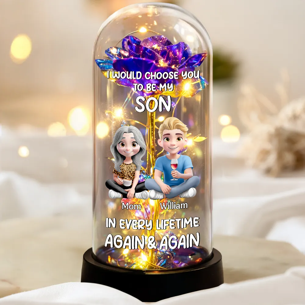 Choose You To Be My Daughter - Personalized Everlasting Rose Dome Lamp - Image 3