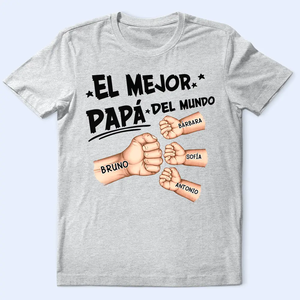 Choque De Puños El Mejor Papá Del Mundo - Camiseta Personalizada - Image 2