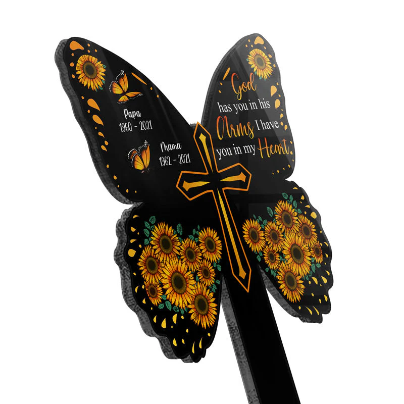 Christian God Has You In His Arms - Memorial Gift - Personalized Custom Butterfly Acrylic Plaque Stake - Image 3