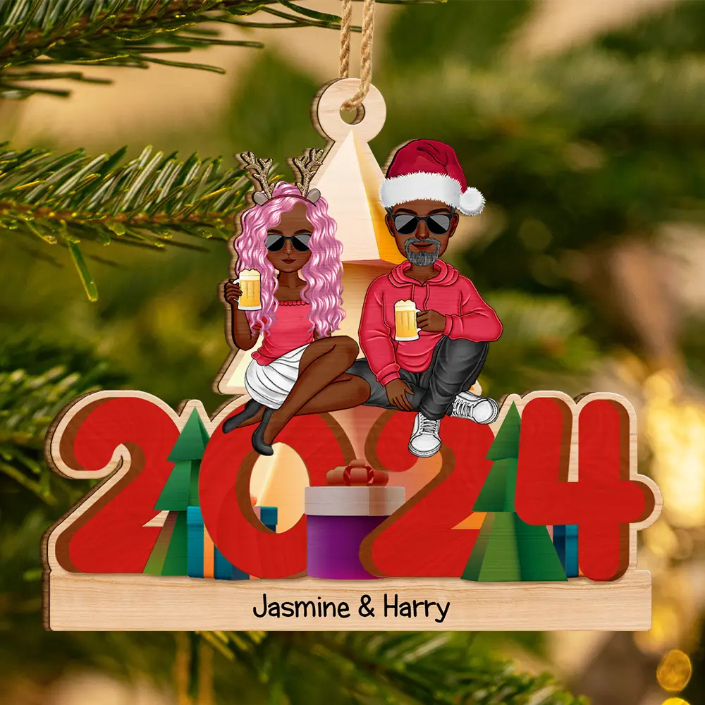 Christmas 2024 All Family - Personalized Wooden Cutout Ornament - Image 3
