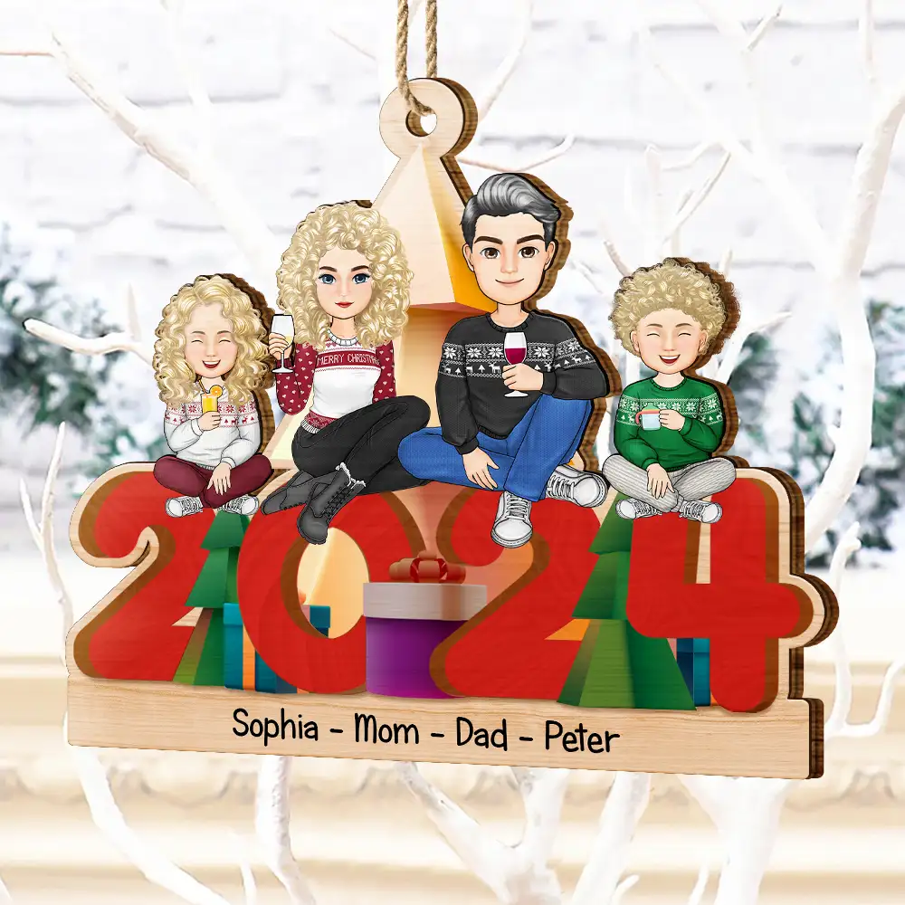 Christmas 2024 All Family - Personalized Wooden Cutout Ornament - Image 4