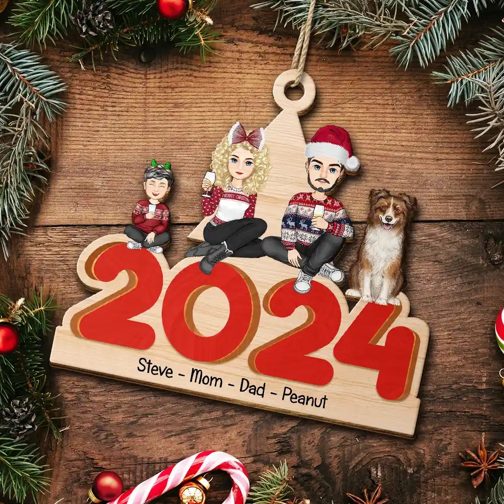 Christmas 2024 Family - Personalized Wooden Cutout Ornament - Image 5