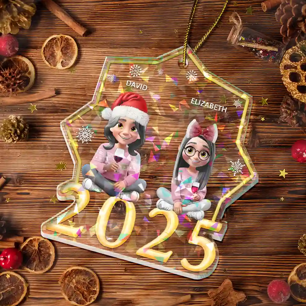 Christmas 3D Effect Bestie Family Siblings - Personalized Holographic Acrylic Ornament - Image 5