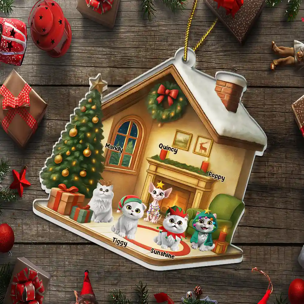 Christmas 3D Effect Dog Cat - Personalized Custom Shaped Acrylic Ornament - Image 5
