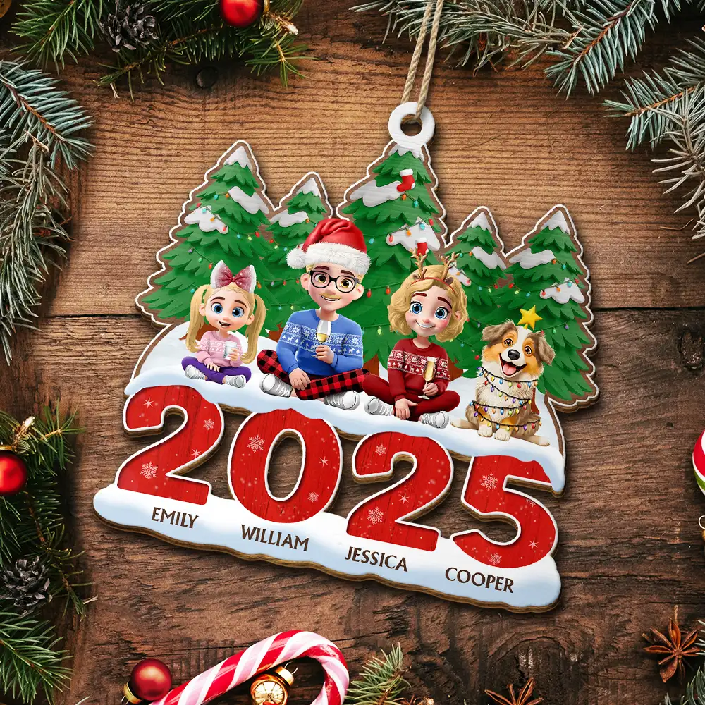 Christmas 3D Family A Whole Lot Of Love - Personalized Custom Shaped Wooden Ornament - Image 5
