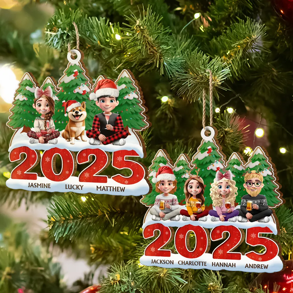 Christmas 3D Family A Whole Lot Of Love - Personalized Custom Shaped Wooden Ornament - Image 6