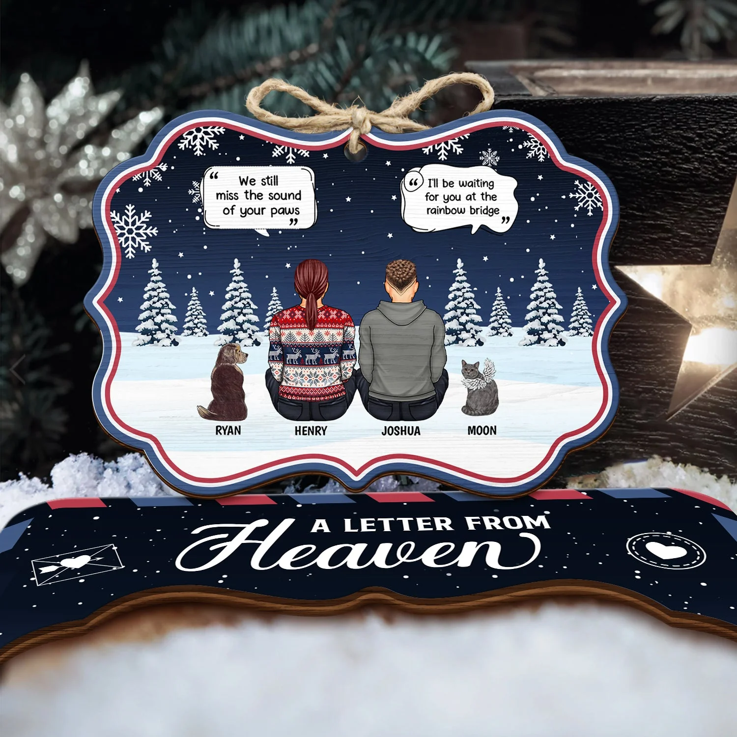 Christmas A Letter From Heaven - Pet Memorial - Personalized Wooden Card With Pop Out Medallion Ornament - Image 4