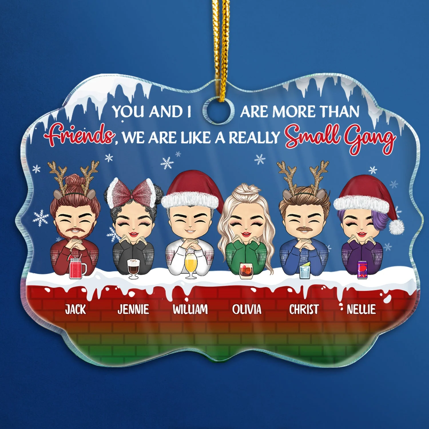 Christmas A Really Small Gang - Gift For Bestie - Personalized Custom Medallion Acrylic Ornament - Image 3
