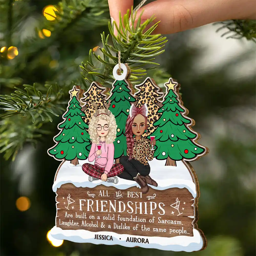 Christmas All The Best Friendship - Personalized Custom Shaped Wooden Ornament - Image 2