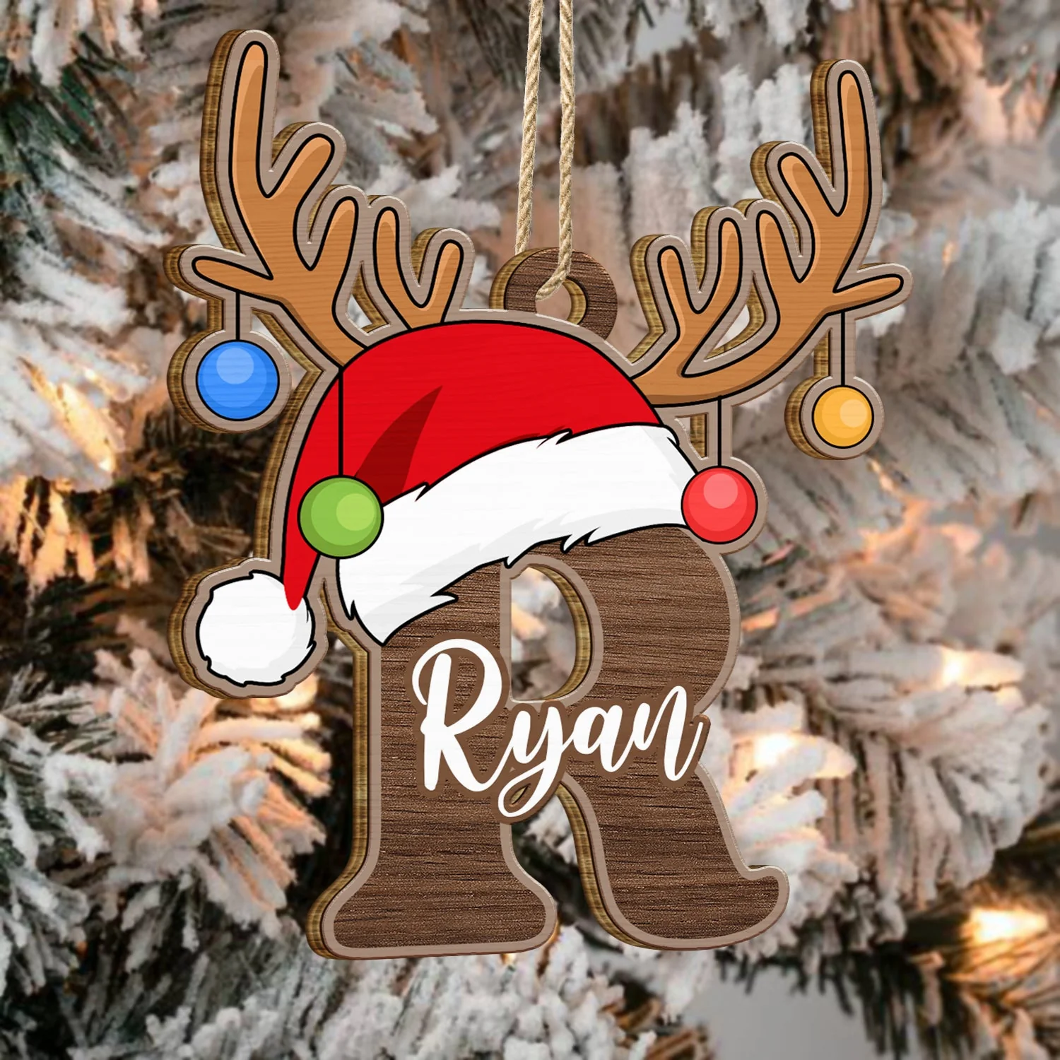 Christmas Alphabet - Family Gift - Personalized Wooden Cutout Ornament - Image 4