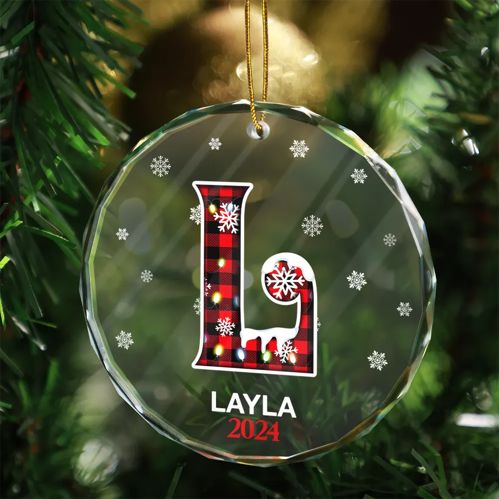 Christmas Alphabet For Family Members - Personalized Circle Glass Ornament - Image 3