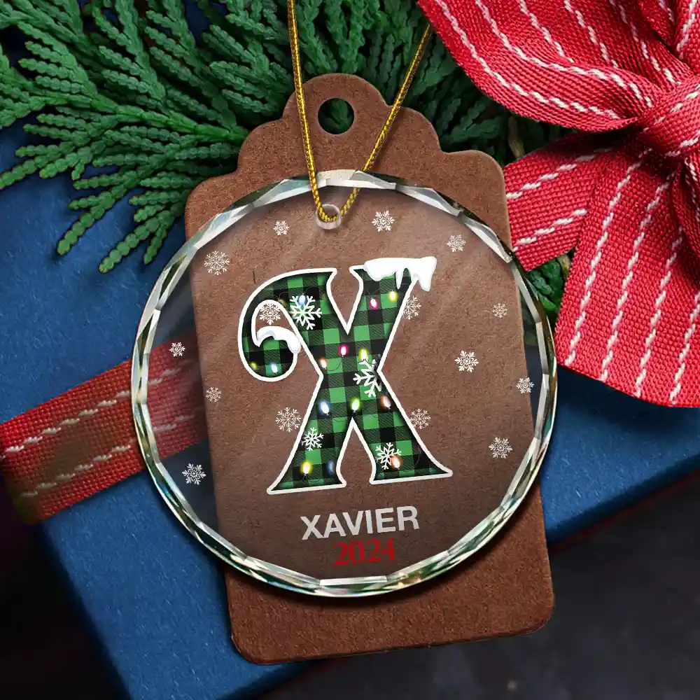Christmas Alphabet For Family Members - Personalized Circle Glass Ornament - Image 5