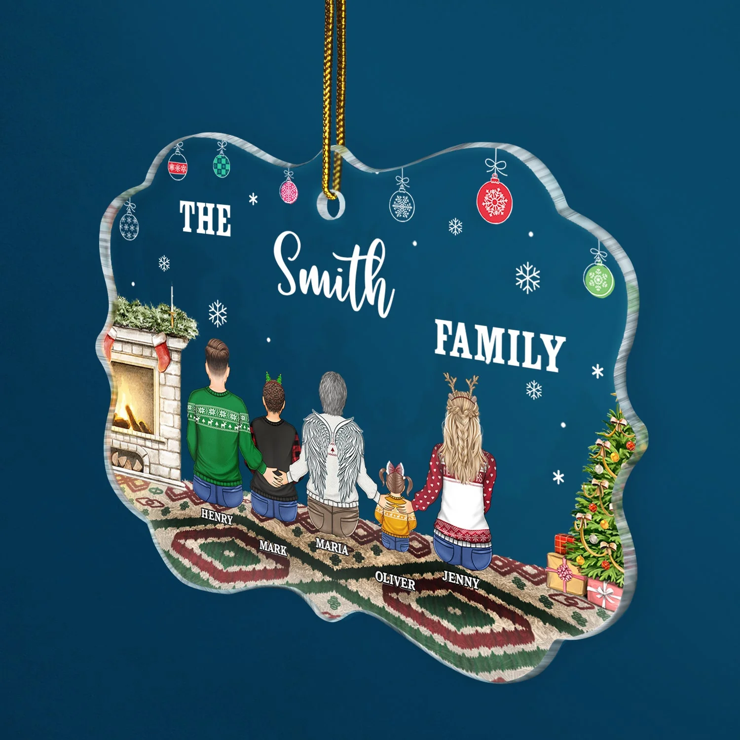 Christmas Backside Family All Custom Name - Gift For Family - Personalized Medallion Acrylic Ornament - Image 2