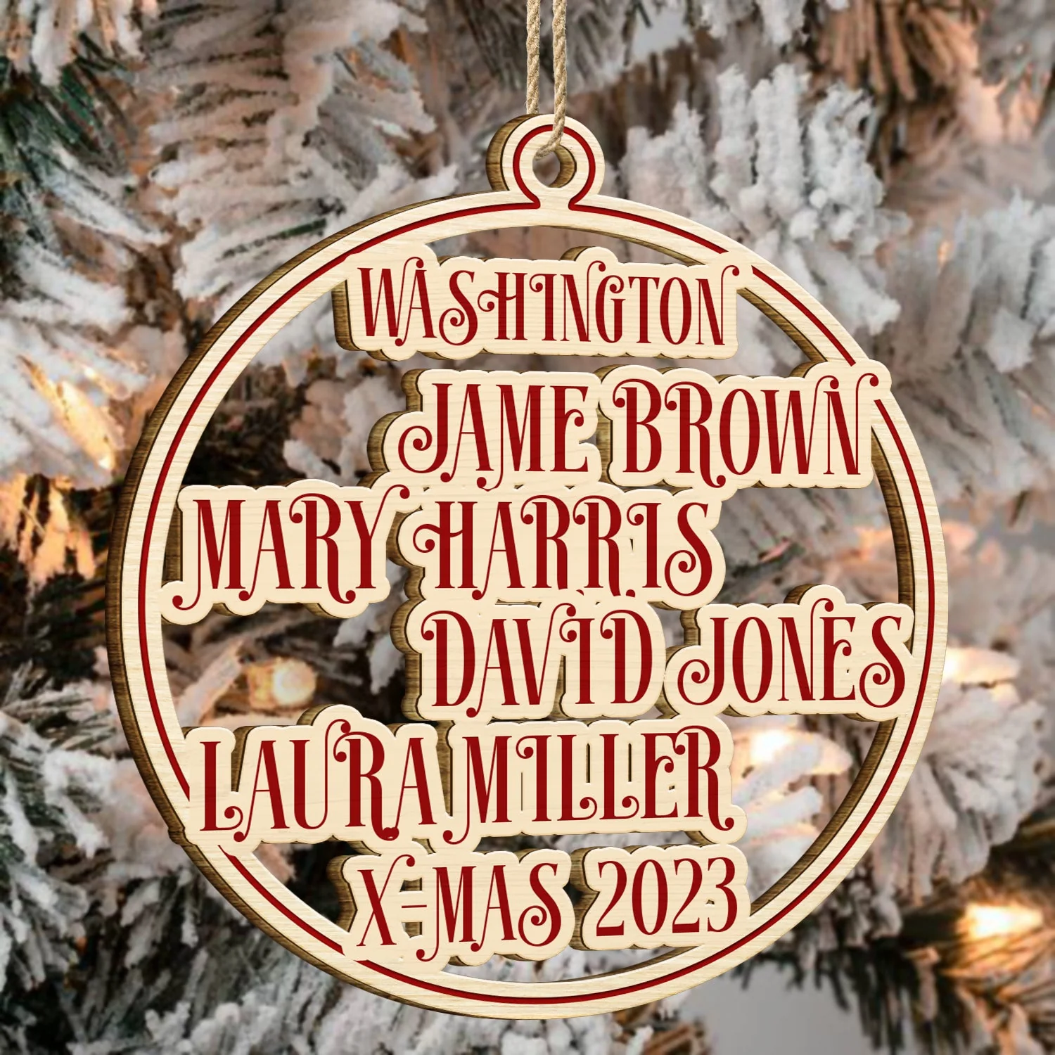 Christmas Bauble Family Members And Friends Custom Name - Xmas Gift For Parents, Grandparents, Besties - Personalized Wooden Cutout Ornament - Image 4