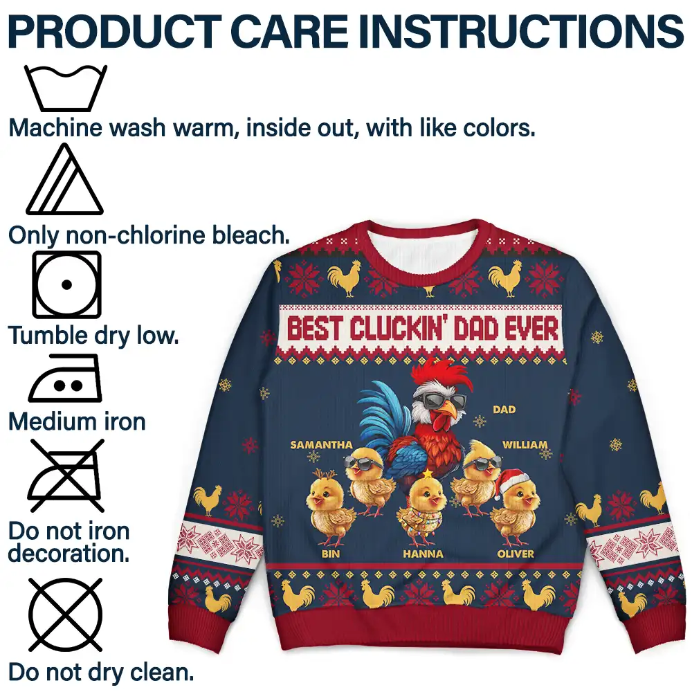 Christmas Best Cluckin' Dad Ever - Personalized Unisex Ugly Sweater - Image 7