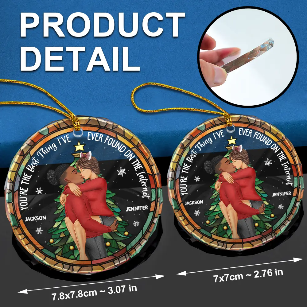 Christmas Best Thing Found On The Internet - Personalized Circle Glass Ornament - Image 6