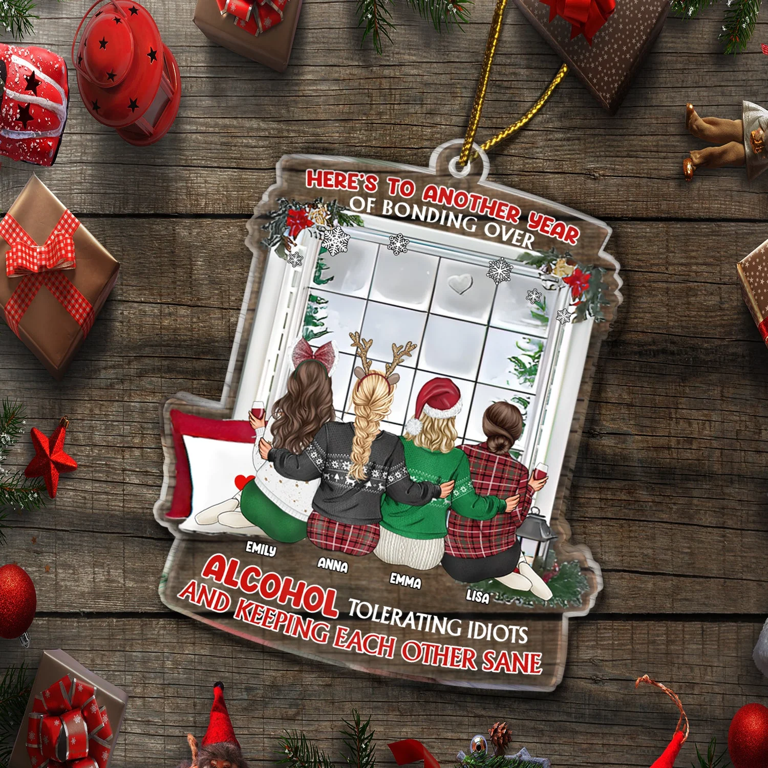 Christmas Bestie Backside Here's To Another Year - Gift For Bestie - Personalized Custom Shaped Acrylic Ornament - Image 5