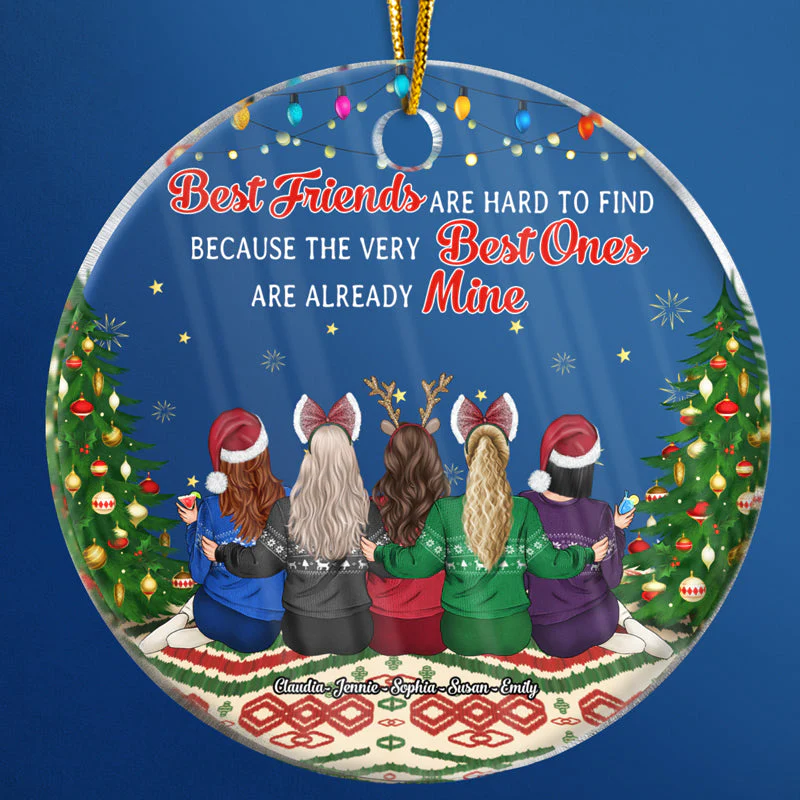 Christmas Bestie Best Friends Are Hard To Find - Gift For BFF - Personalized Custom Circle Acrylic Ornament - Image 4