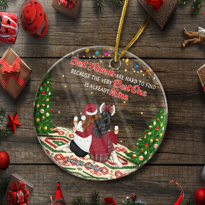 Christmas Bestie Best Friends Are Hard To Find - Gift For BFF - Personalized Custom Circle Acrylic Ornament - Image 5