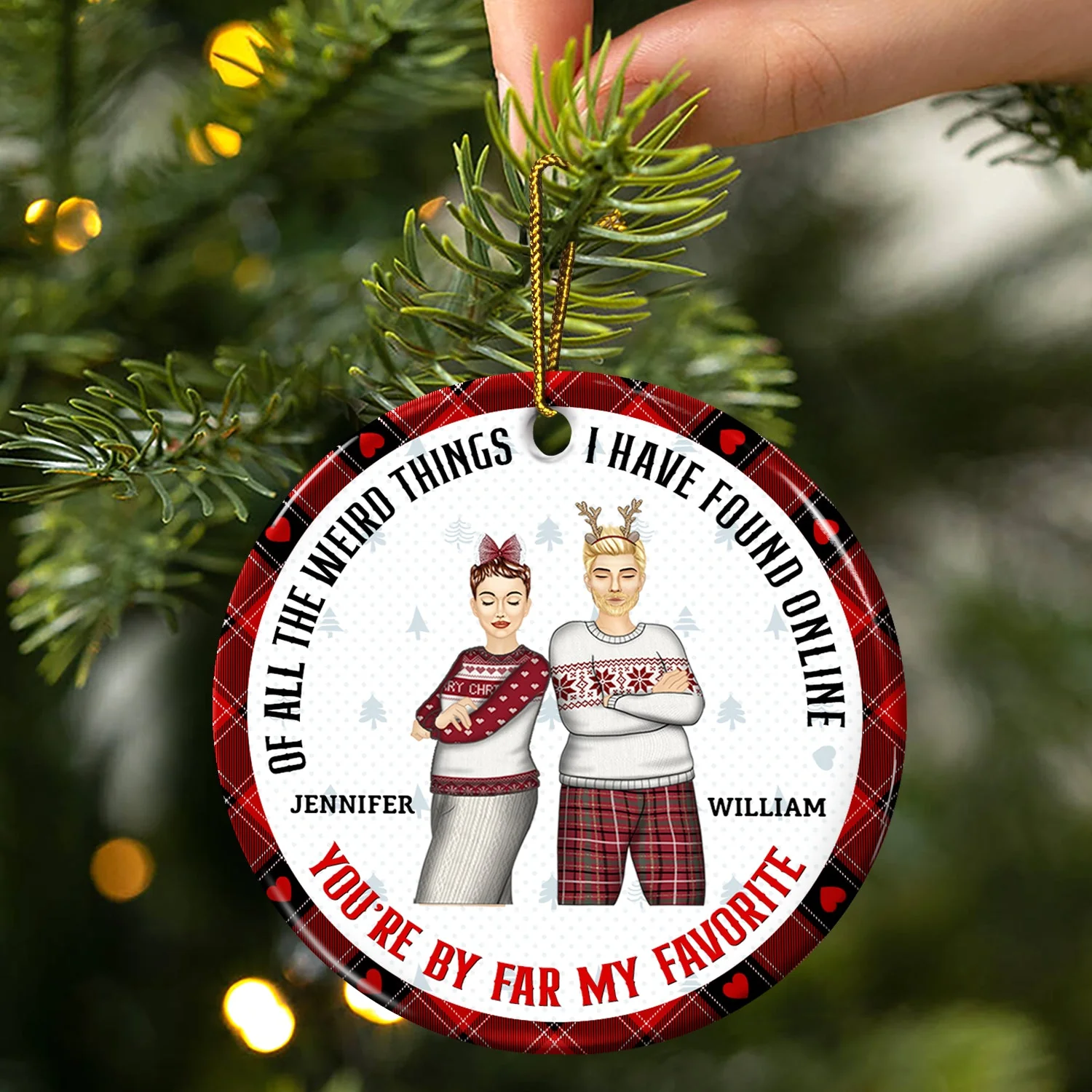 Christmas Bestie Best Thing Found Online - Gift For Bestie - Personalized Custom Circle Ceramic Ornament - Image 3