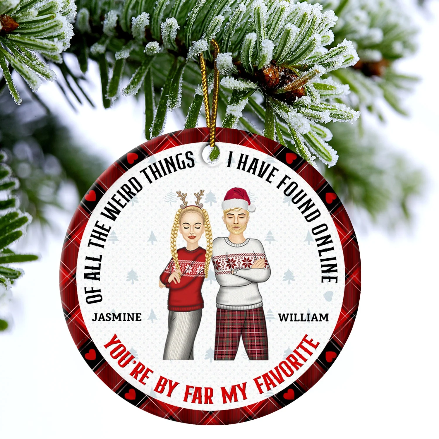 Christmas Bestie Best Thing Found Online - Gift For Bestie - Personalized Custom Circle Ceramic Ornament - Image 4