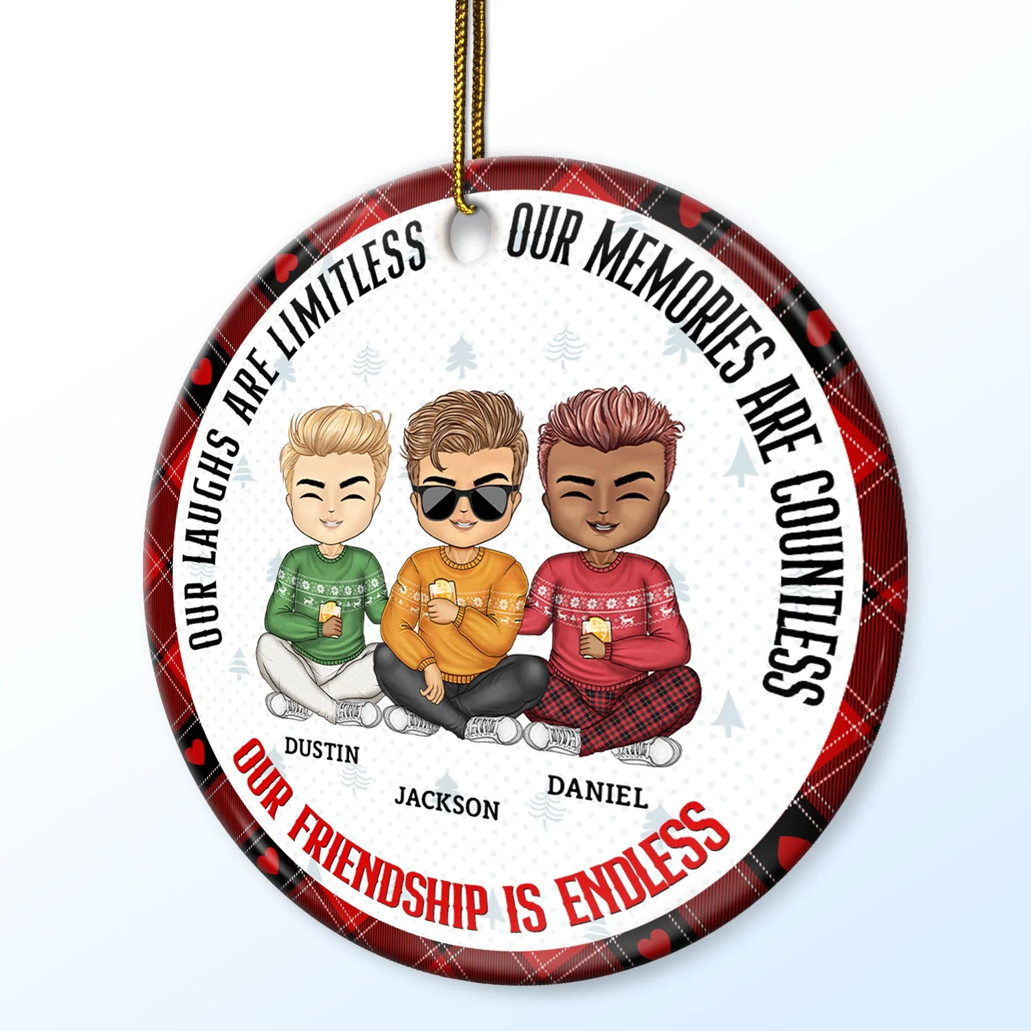 Christmas Bestie Our Friendship Is Endless - Gift For Bestie - Personalized Circle Ceramic Ornament - Image 2
