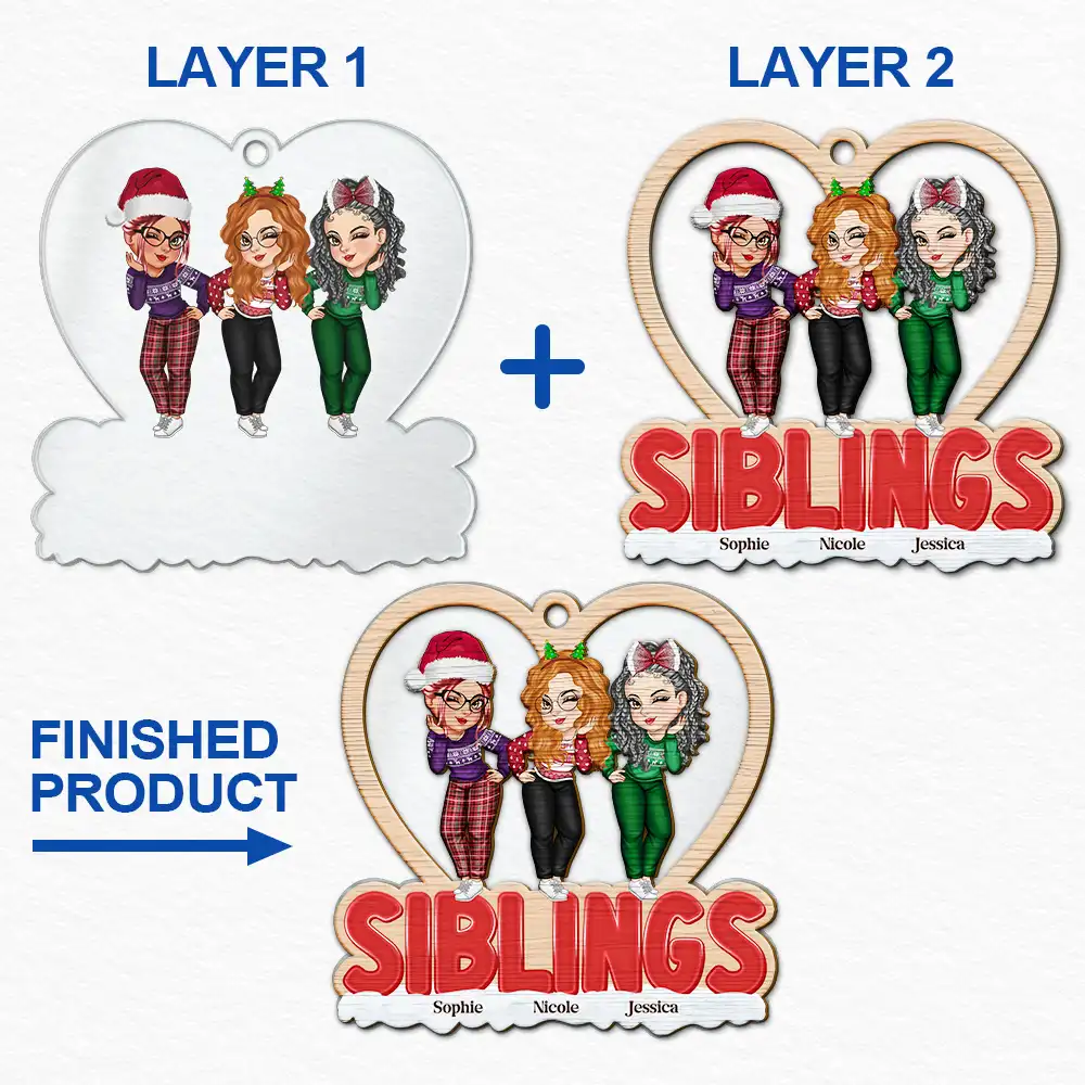 Christmas Bestie Sister - Personalized 2-Layered Mix Ornament - Image 6