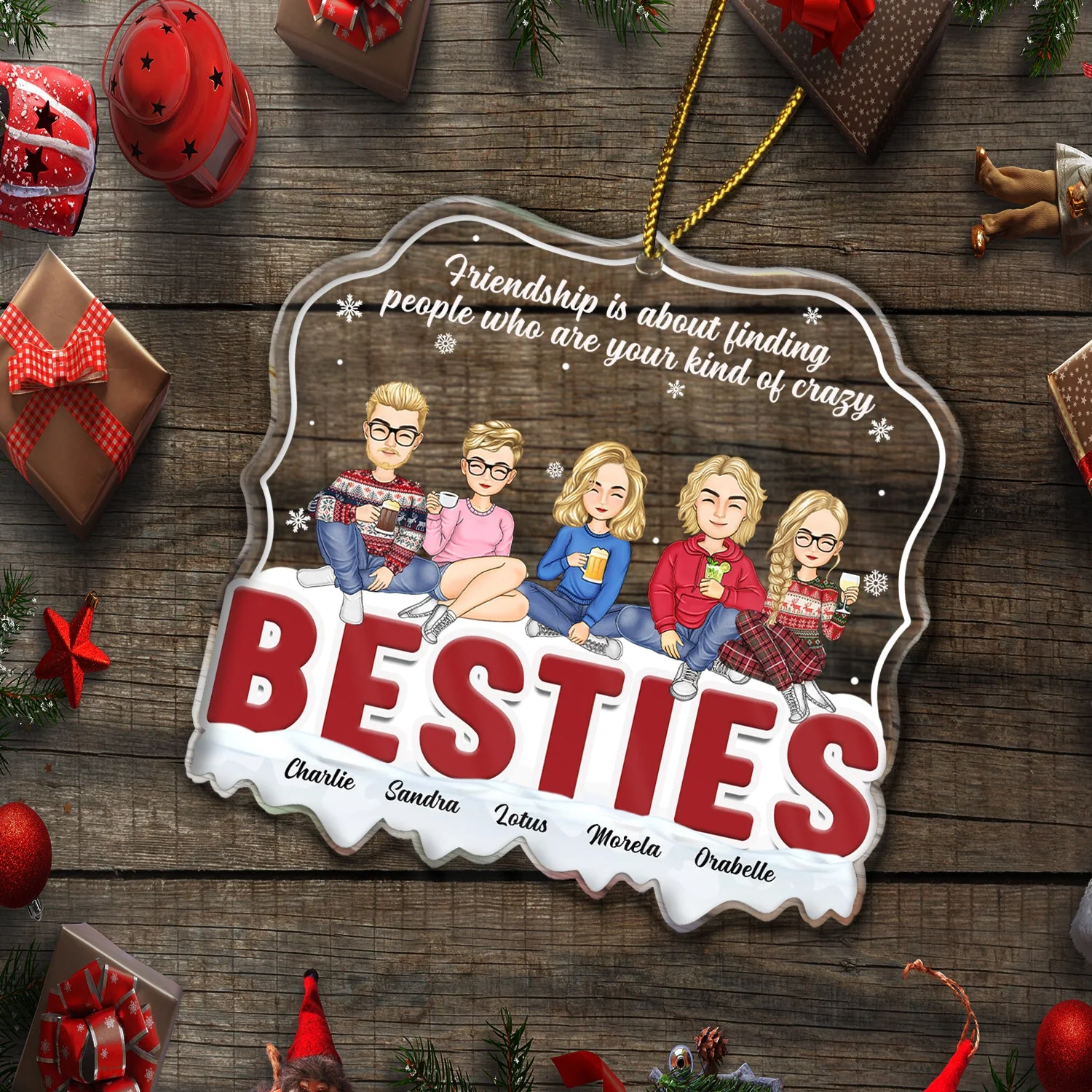 Christmas Bestie Your Kind Of Crazy - Gift For Bestie - Personalized Custom Shaped Acrylic Ornament - Image 5