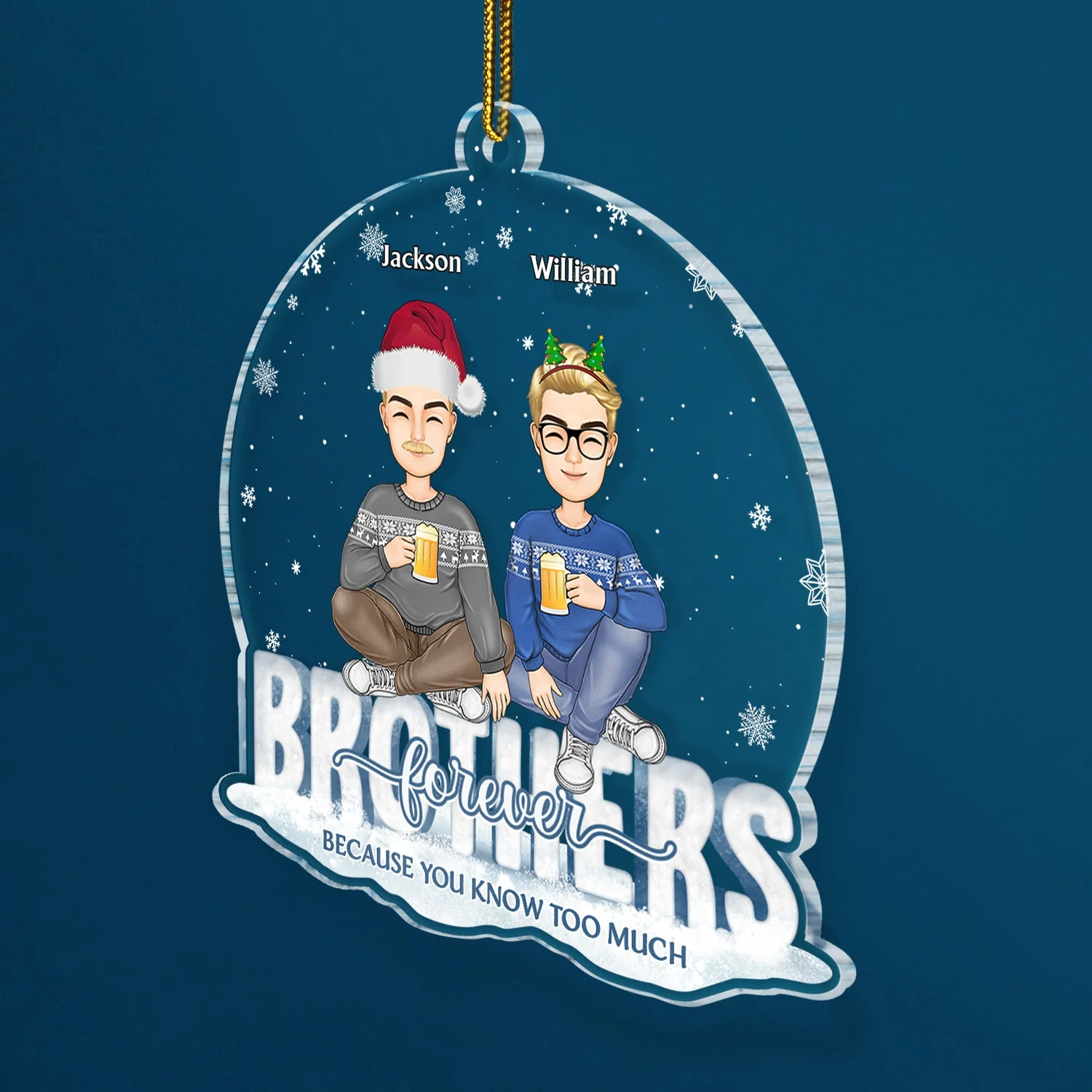 Christmas Besties Forever Cuz You Know Too Much - Gift For Besties - Personalized Custom Shaped Acrylic Ornament - Image 2