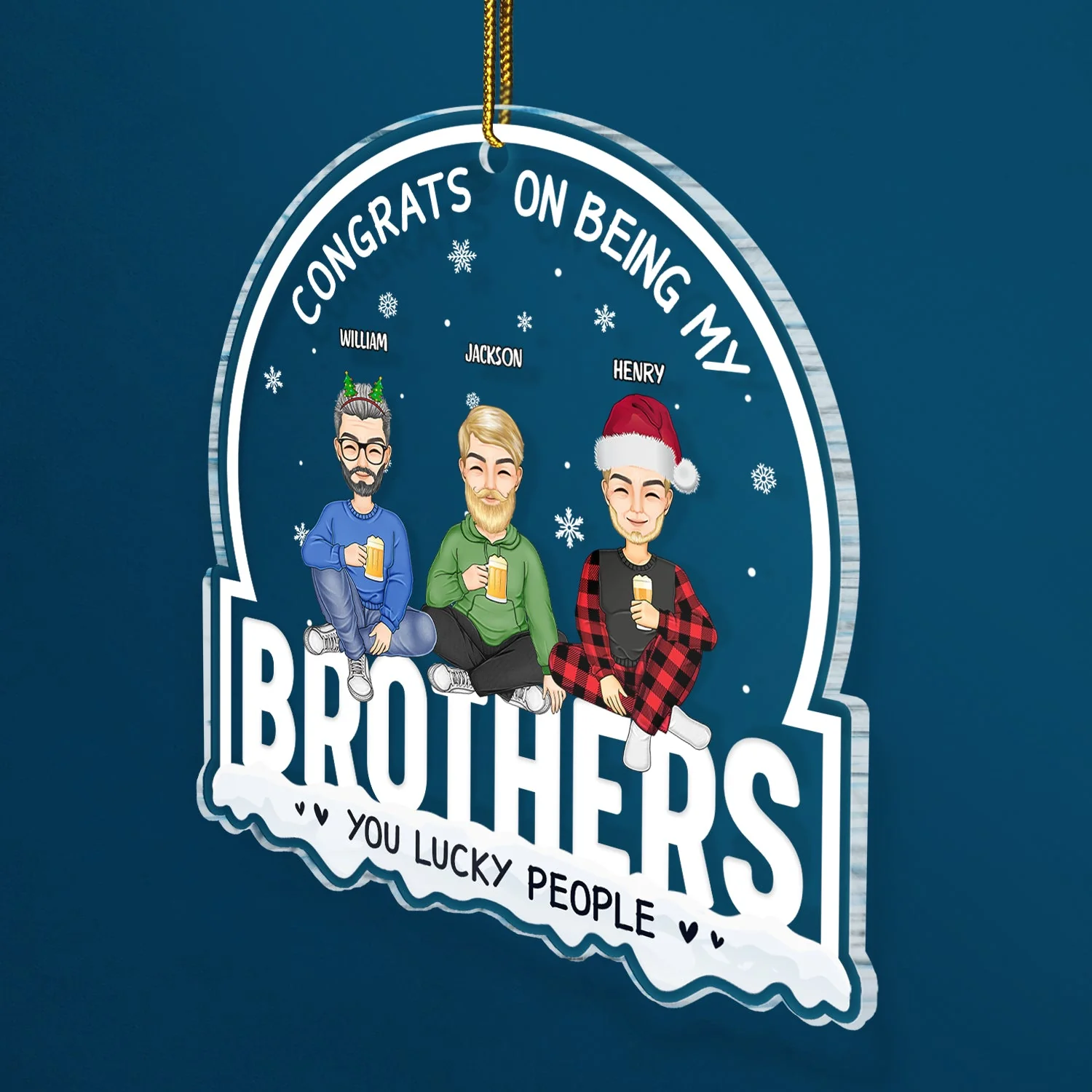 Christmas Cartoon Congrats On Being My Siblings - Gift For Brothers & Sisters - Personalized Custom Shaped Acrylic Ornament - Image 2