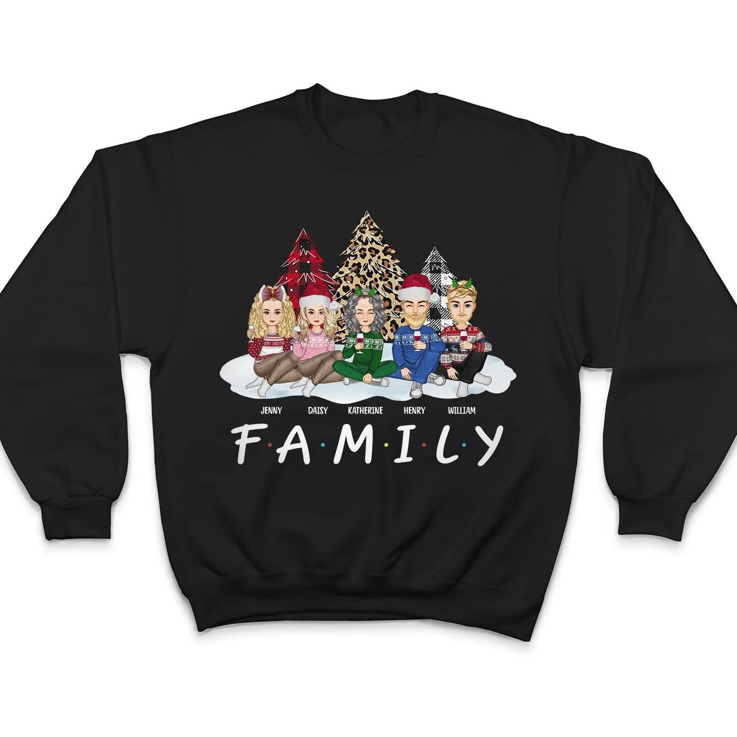 Christmas Cartoon We Are Family - Gift For Family - Personalized Sweatshirt - Image 4