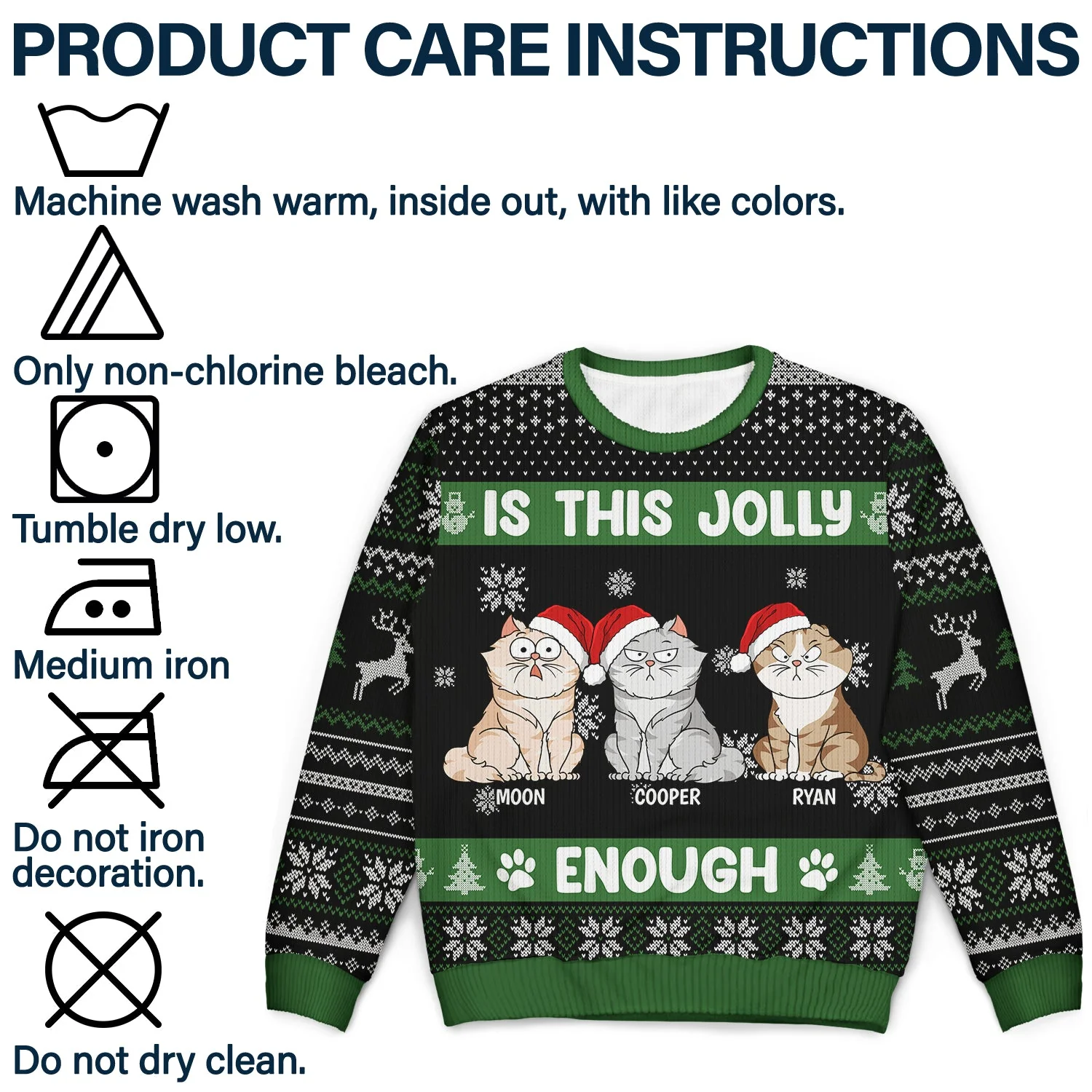 Christmas Cats Is This Jolly Enough - Gift For Cat Lovers - Personalized Unisex Ugly Sweater - Image 7