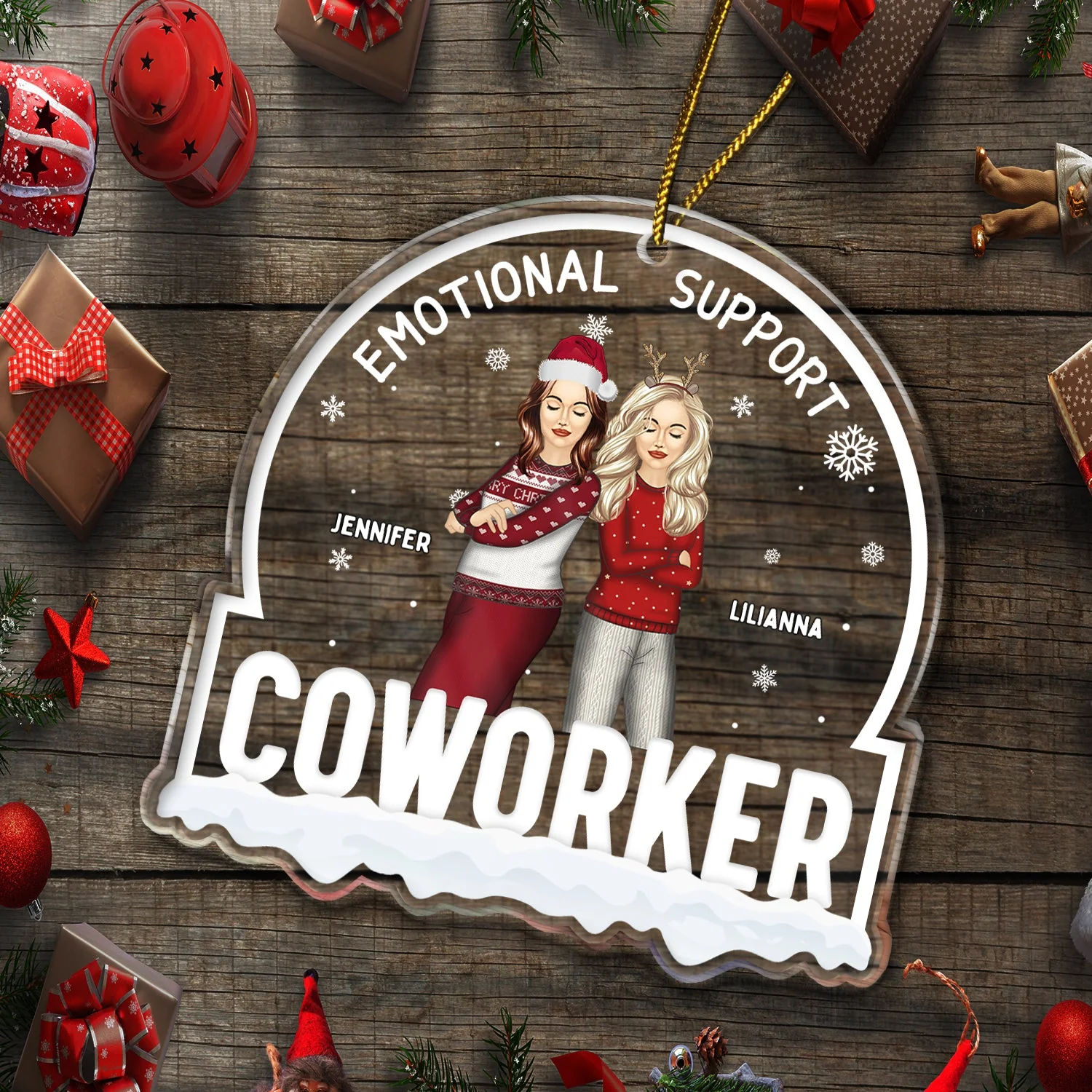 Christmas Colleagues Emotional Support Coworker - Gift For Coworker - Personalized Custom Shaped Acrylic Ornament - Image 5