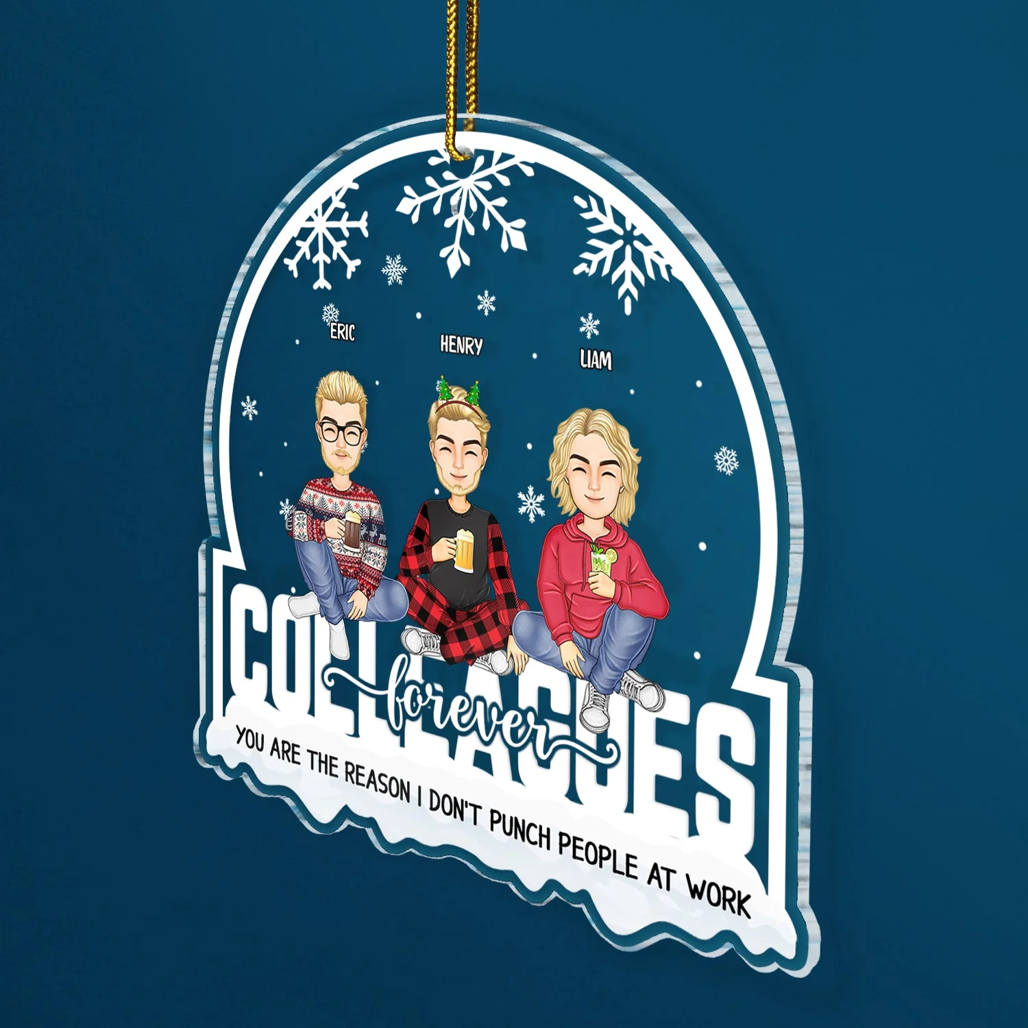 Christmas Colleagues You Are The Reason I Don't Punch People - Gift For Coworker, Colleagues, Besties - Personalized Custom Shaped Acrylic Ornament - Image 2